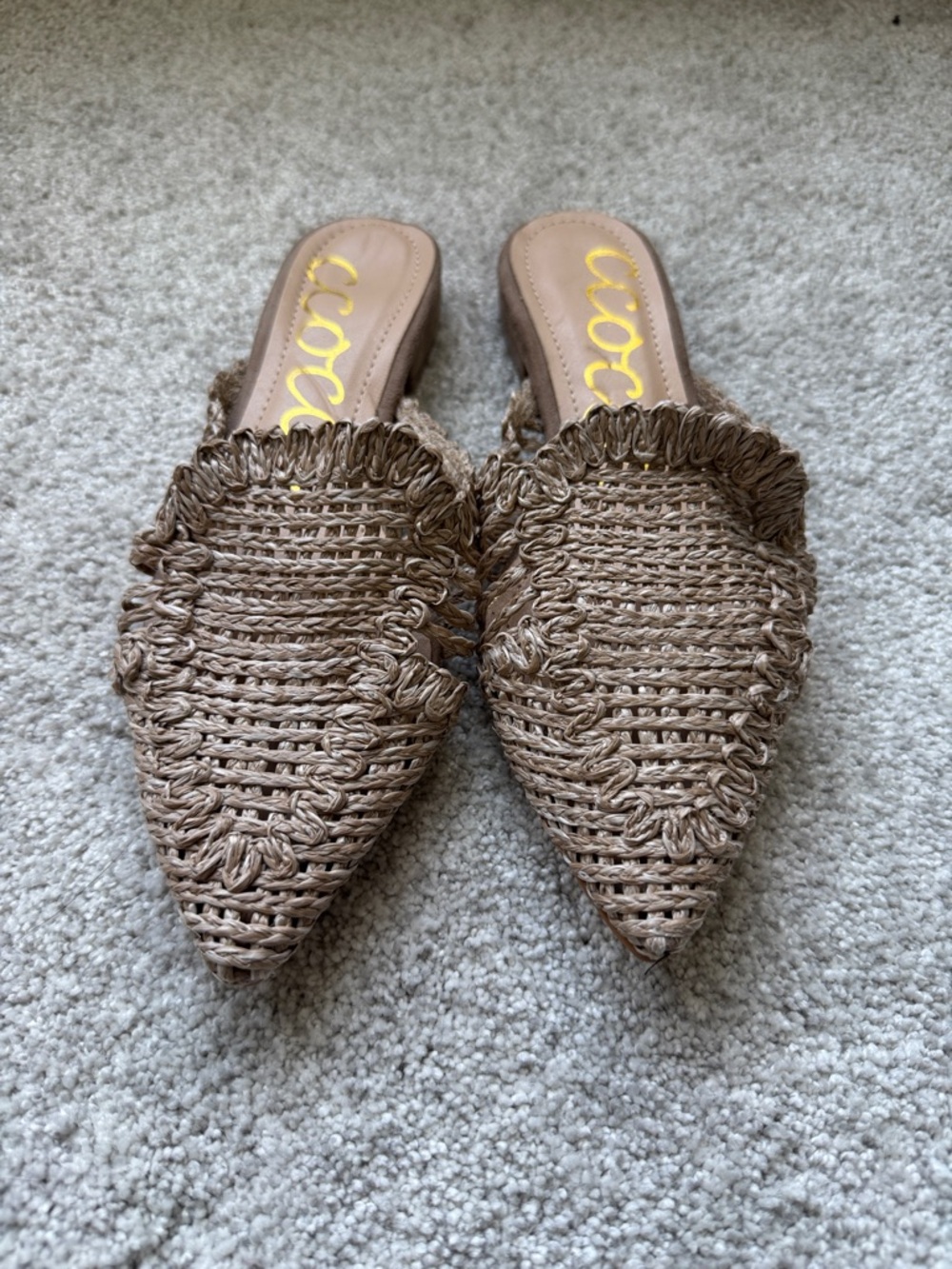 CCOCCI Taupe Woven Pointed-Toe Mules